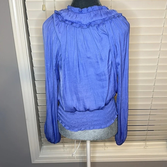 RACHEL Rachel Roy Smocked Peasant Long Sleeve Blouse Womens Size S - Picture 2 of 8